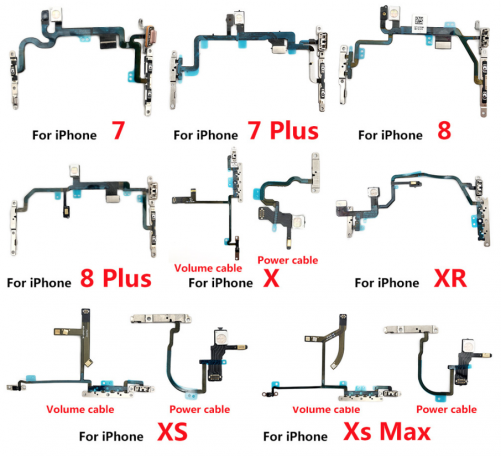 For iPhone 6 6G i6 6P 6 plus 7 7G 8 8G X XS Max XR 11 11pro max Power Flex Cable Mute & Volume Switch On Off Button Key Replacement Parts